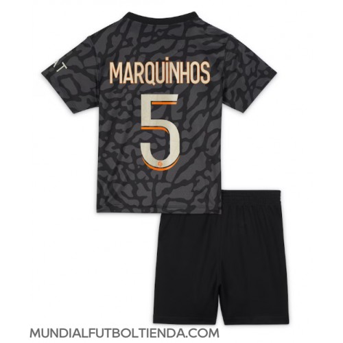Camiseta Paris Saint-Germain Marquinhos #5 Tercera Equipación Replica 2023-24 para niños mangas cortas (+ Pantalones cortos)